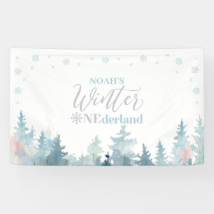 Banderoles Silver & Blue Winter Onederland 1ère fête d'annive