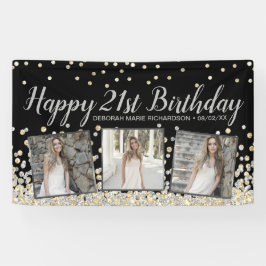 Banderoles Silver Gold Confetti Photo Collage 21e anniversair