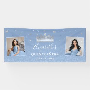 Banderoles Silver Light Bébé Bleu Photo Anniversaire Quincean