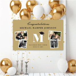 Banderoles Simple Classic Monogramme 4 Photo Graduation Party
