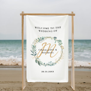 Banderoles Simple, élégant, monogramme mariage eucalyptus
