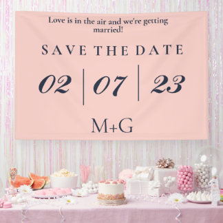 BANDEROLES SIMPLE ENREGISTRER LA DATE OXFORD BLEU ET BÉBÉ ROS