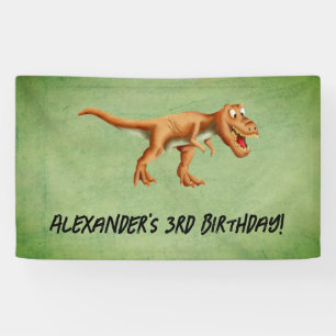 Banderoles Simple Fête d'anniversaire de dinosaure de trois a