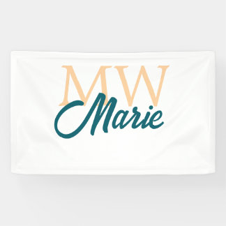 Banderoles simple minimal add name monogram orange blue bold
