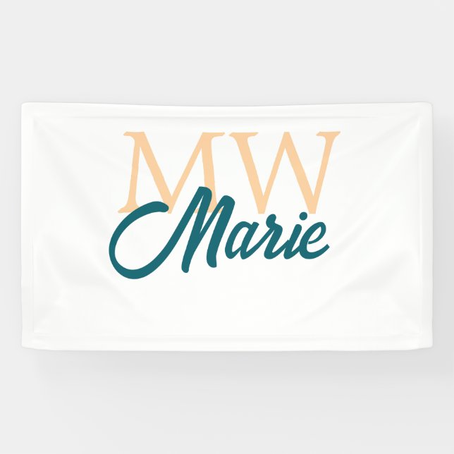 Banderoles simple minimal add name monogram orange blue bold (Horizontal)