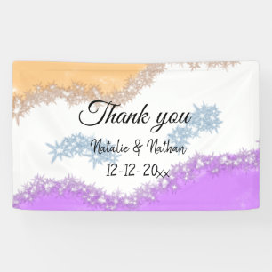 Banderoles Simple minimal thank you couple name text date cus