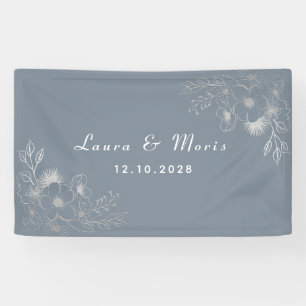 Banderoles Simple moderne élégant Dusty Blue Mariage
