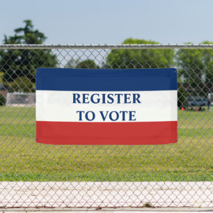 Banderoles S'inscrire pour voter rayures rouges blanches et b