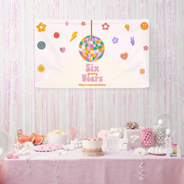 Banderoles Six années Super Boule Disco 6e fête d'anniversair (Fête)