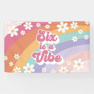 Banderoles Six est Vibe Retro Rainbow 6e anniversaire