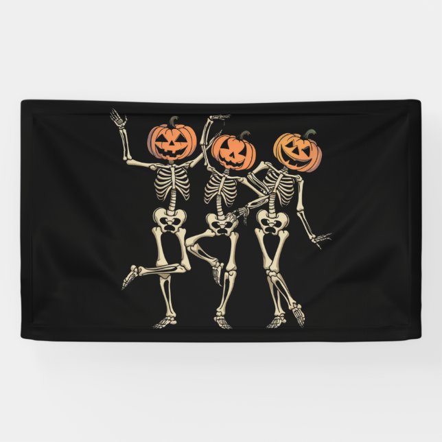 Banderoles Skeleton Halloween Citrouille Automne saison Éffra (Horizontal)