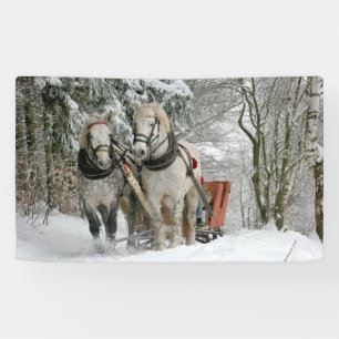 Banderoles Sleigh Ride in the Snowy Forest