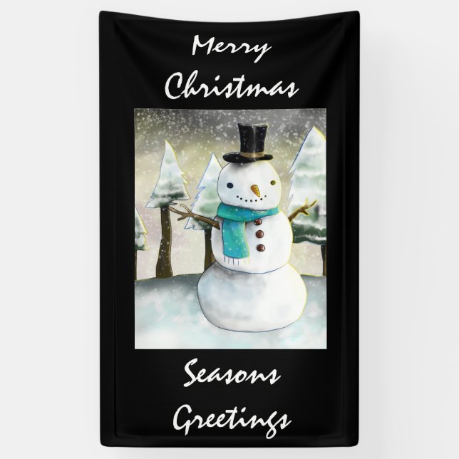 Banderoles Snowman en hiver sur la scène de Noël (Vertical)