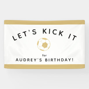 Banderoles Soccer Party Custom Sign Gold et White