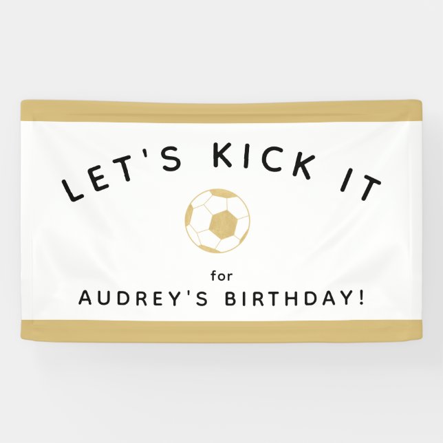 Banderoles Soccer Party Custom Sign Gold et White (Horizontal)