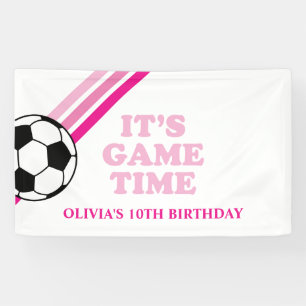 Banderoles Soccer Pink Stripes Jeu Heure Anniversaire