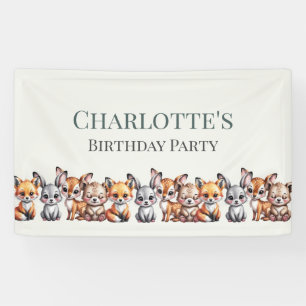 Banderoles Soft Pastel Forêt Animaux pour Enfants Anniversair