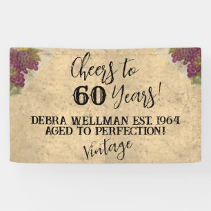Banderoles Soins à 60 ans sur mesure aquarelle vin thème