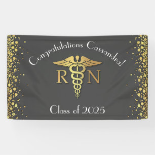 Banderoles Soins infirmiers École de Graduation Party Gris Or