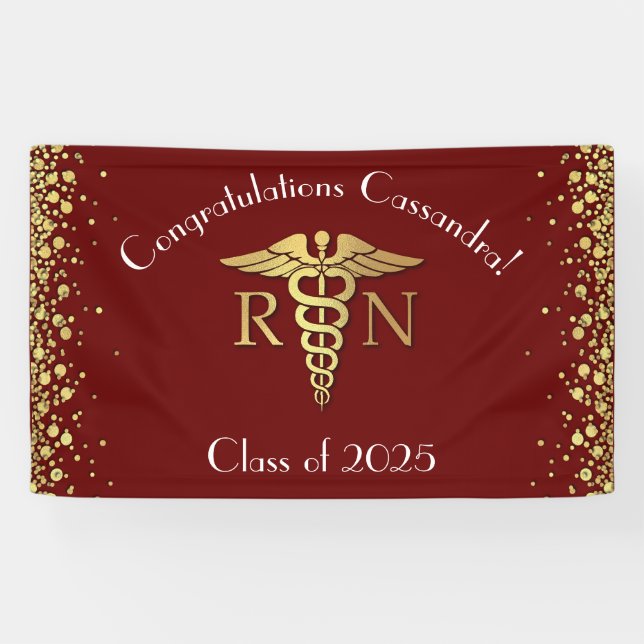 Banderoles Soins infirmiers École de Graduation Party Maroon  (Horizontal)