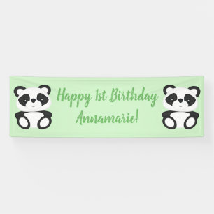Banderoles Soirée d'anniversaire de l'Ours Panda Vert