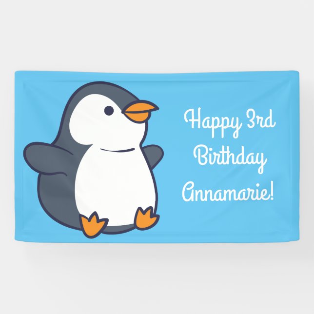Banderoles Soirée d'anniversaire de Penguin (Horizontal)