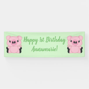 Banderoles Soirée d'anniversaire du cochon vert