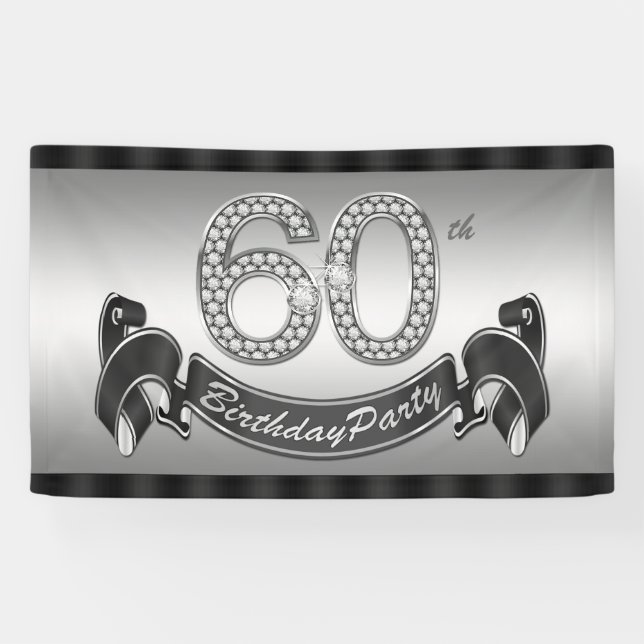 Banderoles Soirée de 60e anniversaire en argent (Horizontal)