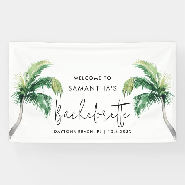 Banderoles Soirée de Bachelorette aux Palmiers Tropicaux (Horizontal)