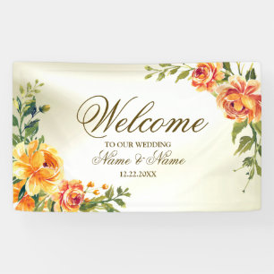 Banderoles Soirée de Mariage Orange Jaune Rouge Floral