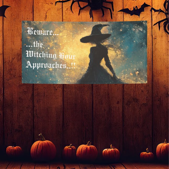Banderoles Soirée d'Halloween de l'heure de sorcière (Witching Hour Halloween Party Banner)