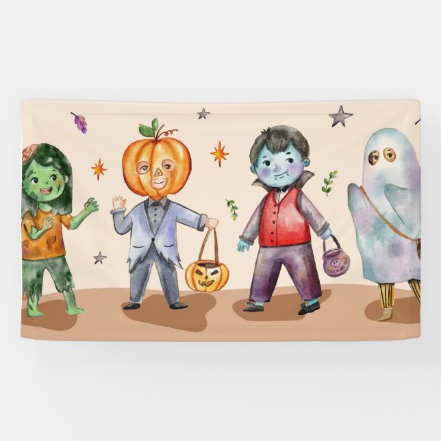 Banderoles Soirée d'Halloween pour enfants, Soirée d'Hallowee (Horizontal)