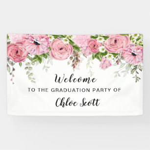 Banderoles Soirée Florale Rose Rustique Bienvenue