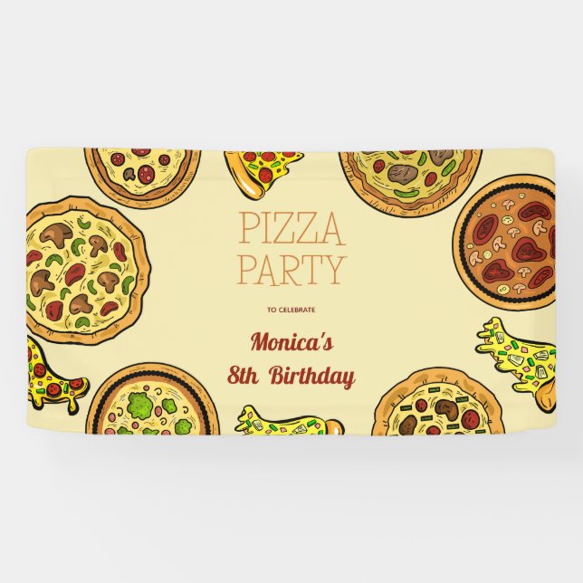 Banderoles Soirée pizza caricature (Horizontal)