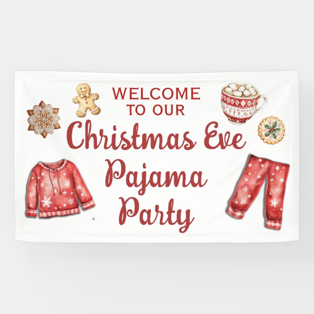 Banderoles Soirée Pyjama Biscuits de Noël et Chocolat Chaud (Horizontal)