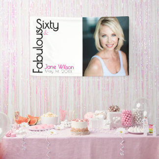 Banderoles Soixante Ans Fabulux Anniversaire Chic Rose & Noir