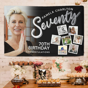 Banderoles Soixante-dix photos d'argent 70e anniversaire en n