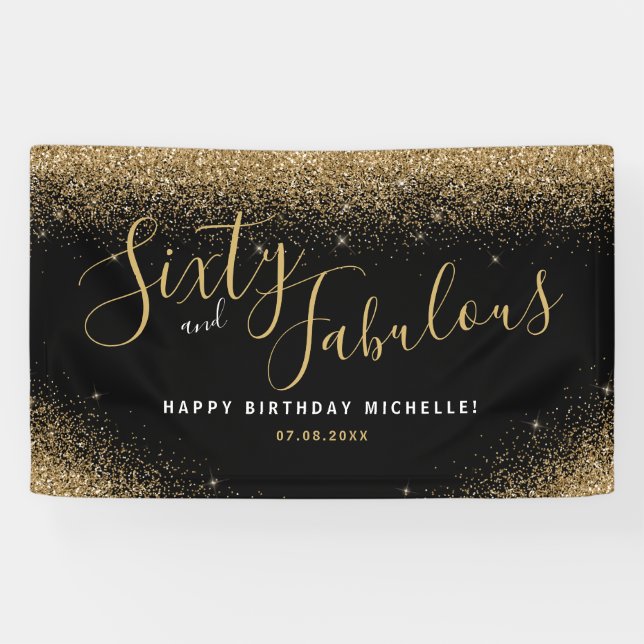 Banderoles Soixante Et Fabuleux Anniversaire Parties scintill (Horizontal)