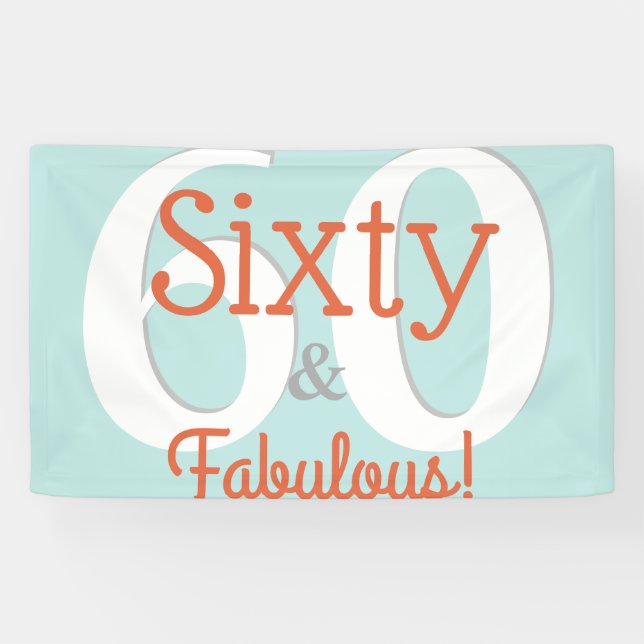 Banderoles Soixante et fabuleux Joyeux 60e anniversaire Turqu (Horizontal)