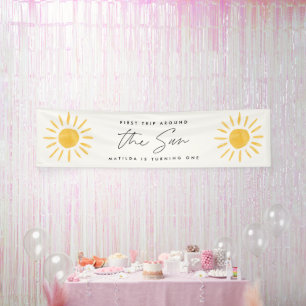 Banderoles soleil 1er anniversaire aquarelle soleil jaune mod
