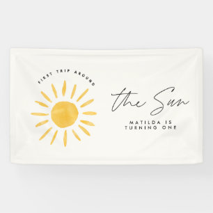Banderoles soleil 1er anniversaire aquarelle soleil jaune mod