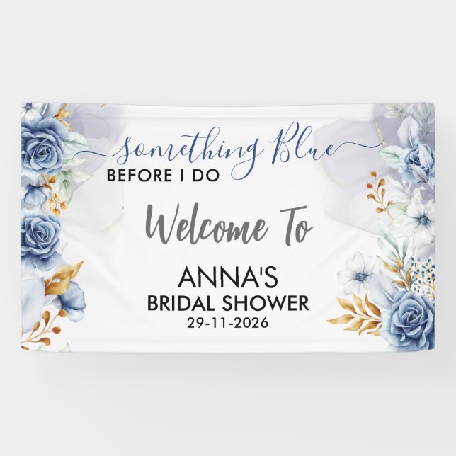 Banderoles Something Blue Before I Do Floral Welcome (Horizontal)