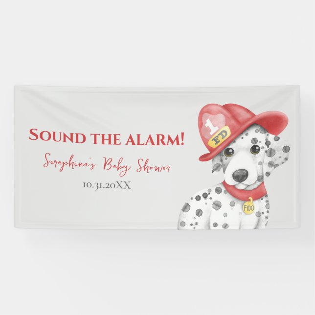 Banderoles Son Alarm Fire Fighter Baby shower dalmate (Horizontal)