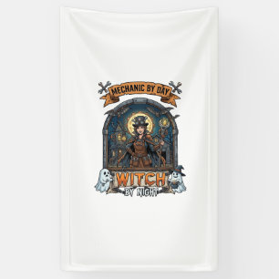 Banderoles Sorcière de nuit mécanique Jour Halloween Steampun