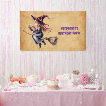 Sorcière Whimsical Flying Broom Girl Birthday Part