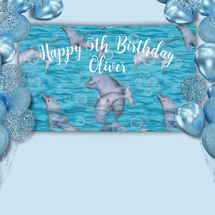 Banderoles Sous La Mer Avec Dauphins Anniversaire