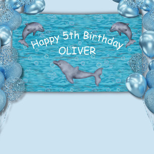 Banderoles Sous La Mer Avec Dauphins Anniversaire