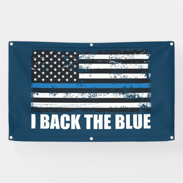 Banderoles Soutenez la ligne bleue mince bleue le drapeau (Horizontal)