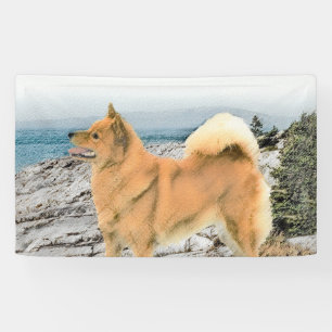 Banderoles Spitz finlandais à Seashore Peinture - Chien Art