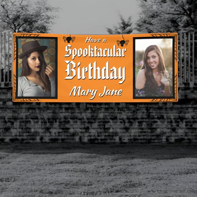 Banderoles Spooktacular Halloween Spider Photo Anniversaire (Créateur téléchargé)